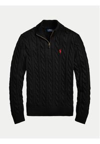 Polo Ralph Lauren Sweter 710810841006 Czarny Regular Fit. Typ kołnierza: polo. Kolor: czarny. Materiał: bawełna