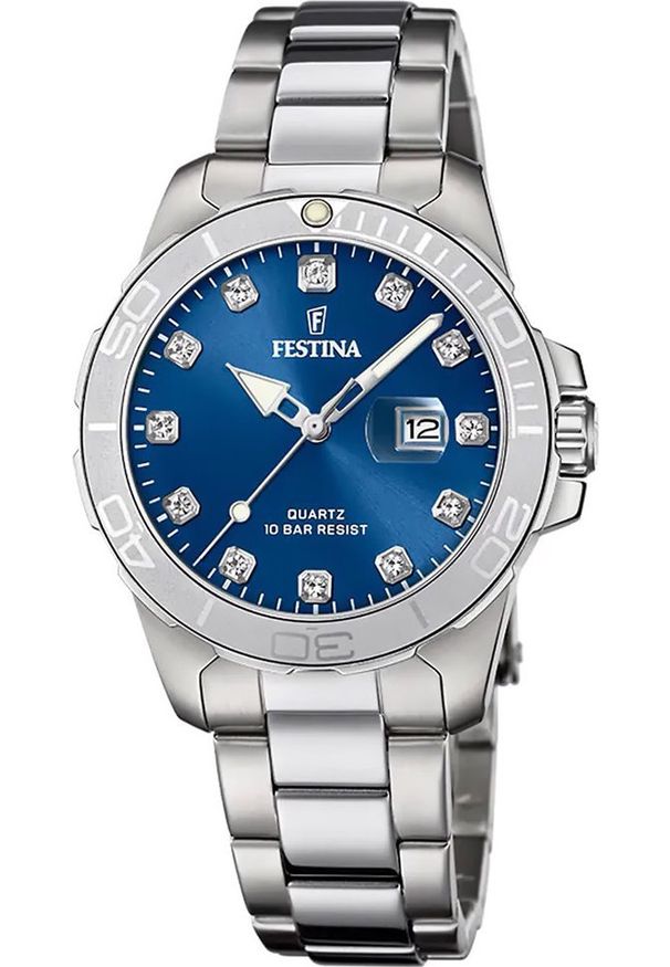 Zegarek Festina Zegarek damski Festina F20503-6 CYRKONIE srebrny. Kolor: srebrny