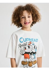 Reserved - T-shirt oversize Cuphead - złamana biel. Materiał: bawełna, dzianina #1