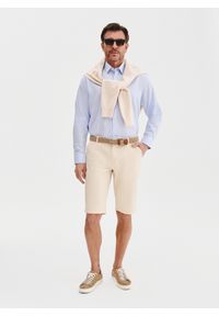 Pako Lorente - PAKO LORENTE - Niebieska koszula męska z lnem. Kolor: niebieski, biały. Materiał: len. Długość rękawa: długi rękaw. Długość: długie. Sezon: wiosna #4