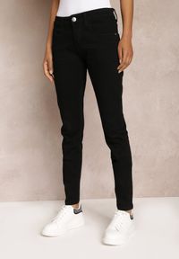 Renee - Czarne Jeansy Skinny Regular Waist Adja. Kolor: czarny. Styl: klasyczny #5