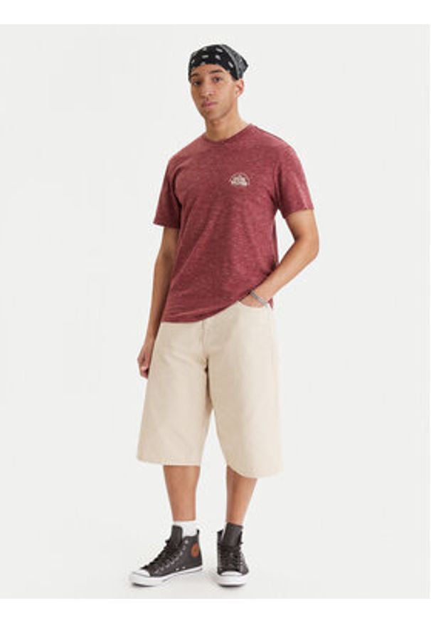 Quiksilver T-Shirt EQYKT04416 Bordowy Regular Fit. Kolor: czerwony. Materiał: bawełna