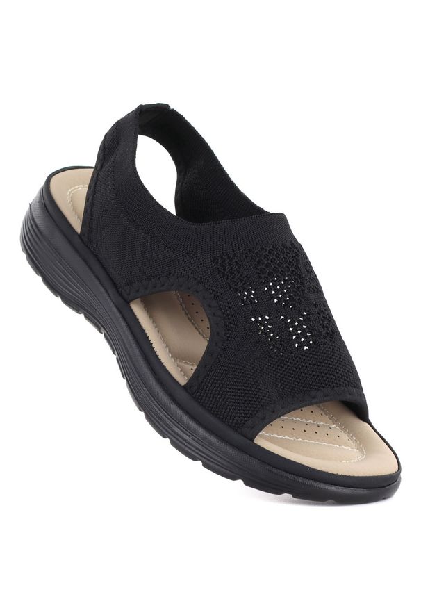 Sandały damskie komfortowe czarne Unisoft 5769. Kolor: czarny. Materiał: tkanina