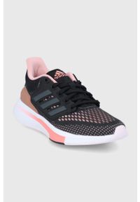 Adidas - adidas Buty EQ21 Run kolor czarny. Nosek buta: okrągły. Zapięcie: sznurówki. Kolor: czarny. Materiał: guma. Sport: bieganie