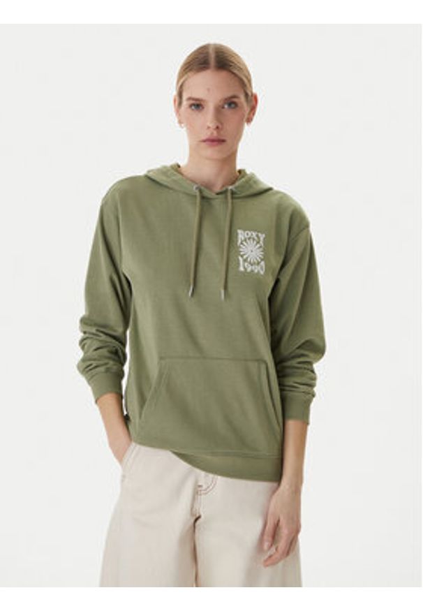 Roxy Bluza Surf Stoked Terry Vint ERJFT05062 Khaki Relaxed Fit. Kolor: brązowy. Materiał: syntetyk