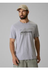 4f - 4F T-shirt regular z nadrukiem męski - szary 3XL. Okazja: na co dzień, do pracy, na spacer. Kolor: szary. Materiał: bawełna, materiał. Wzór: nadruk. Styl: casual #1