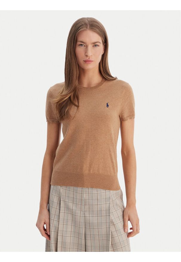 Polo Ralph Lauren T-Shirt 211971872007 Beżowy Slim Fit. Typ kołnierza: polo. Kolor: beżowy. Materiał: bawełna