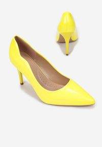 Renee - Żółte Czółenka Astolis. Nosek buta: szpiczasty. Kolor: żółty. Materiał: lakier. Szerokość cholewki: normalna. Wzór: gładki. Obcas: na szpilce #2