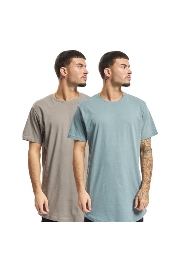 Urban Classics - T-shirt Męski Charakterystyczny Kształt 2pak. Kolor: szary, niebieski, wielokolorowy. Sport: turystyka piesza