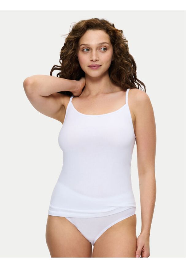 Triumph Top Sense Of Cotton 10224958 Biały Slim Fit. Kolor: biały. Materiał: bawełna