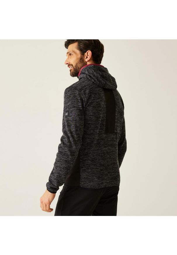 Regatta - Bluza męska rozsuwana z kapturem Alven. Typ kołnierza: kaptur. Kolor: czarny. Materiał: dzianina, polar. Wzór: melanż. Sport: turystyka piesza