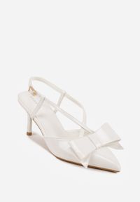 Born2be - Białe Eleganckie Szpilki VICES z Ozdobną Kokardą Adrelena. Okazja: na co dzień, do pracy, na spotkanie biznesowe. Zapięcie: pasek. Kolor: biały. Obcas: na szpilce. Styl: elegancki #7