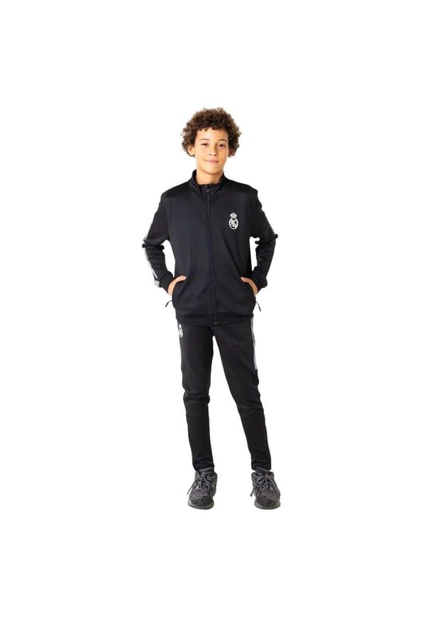 Dres treningowy Real Madrid dla dzieci 25/26 - Czarny. Okazja: na uczelnię. Kolor: czarny, wielokolorowy. Materiał: dresówka. Styl: sportowy