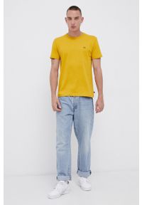 Quiksilver T-shirt bawełniany kolor żółty gładki. Okazja: na co dzień. Kolor: żółty. Materiał: bawełna. Wzór: gładki. Styl: casual #2