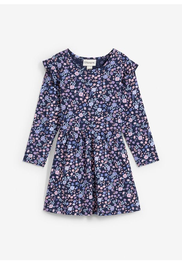 bonprix - Sukienka z dżerseju z czystej bawełny. Kolor: niebieski. Materiał: jersey, bawełna