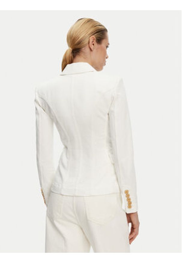 Balmain Marynarka DF1SG170DB69 Biały Slim Fit. Kolor: biały. Materiał: bawełna
