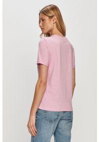 Pieces - T-shirt. Okazja: na co dzień. Kolor: różowy. Materiał: bawełna, dzianina. Wzór: gładki. Styl: casual #4