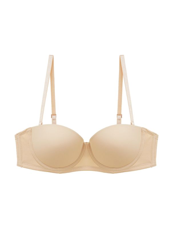 Intica - Biustonosz balkonetka gładki niewidoczny pod ubraniem Cymbre. Kolor: beżowy. Materiał: skóra. Wzór: gładki