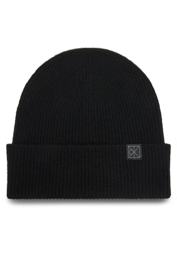 Calvin Klein Czapka Emblem LV04D8013G Czarny. Kolor: czarny. Materiał: kaszmir, materiał