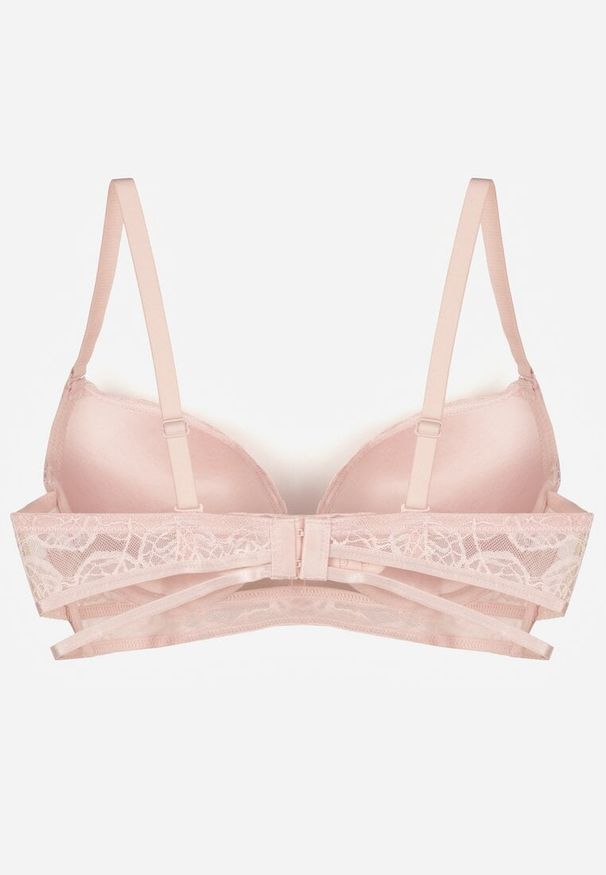 Born2be - Różowy Klasyczny Biustonosz Zdobiony Koronką i Aplikacją Metheis. Kolor: różowy. Materiał: koronka. Wzór: aplikacja, koronka