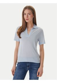 Guess Polo W6GR03 Z0583 Niebieski jasny Regular Fit. Typ kołnierza: polo. Kolor: niebieski. Materiał: wełna #1