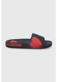 Love Moschino klapki damskie kolor czarny. Kolor: czarny. Materiał: materiał, guma #1