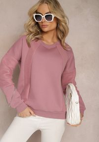 Renee - Ciemnoróżowa Bawełniana Bluza z Łańcuszkiem Eleutia. Kolor: różowy. Materiał: bawełna. Styl: klasyczny #5