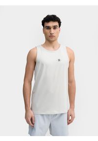 4f - Tank top regular z bawełny organicznej męski. Kolor: szary. Materiał: bawełna. Wzór: nadruk #1