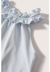 Mango Kids piżama dziecięca Lucy gładka. Kolor: niebieski. Wzór: gładki