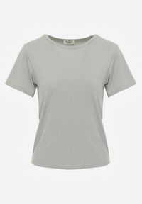 Born2be - Ciemnozielony Gładki T-shirt w Klasycznym Stylu Salodone. Okazja: do pracy, na co dzień. Kolor: zielony. Materiał: materiał, jeans. Wzór: gładki. Styl: klasyczny #3