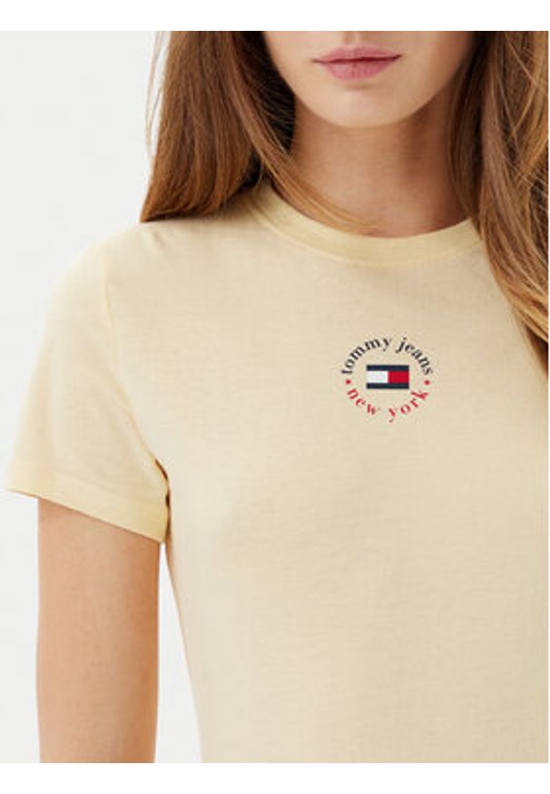 Tommy Jeans T-Shirt Essential DW0DW20316 Żółty Slim Fit. Kolor: żółty. Materiał: bawełna
