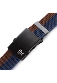 PAOLO PERUZZI - Pasek męski parciany 125 cm Paolo Peruzzi PW-20. Kolor: niebieski, wielokolorowy, brązowy. Materiał: materiał #1