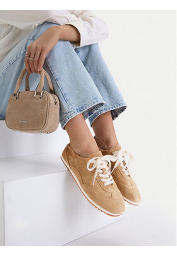 Gino Rossi - GINO ROSSI Sneakersy C-GR025 Beżowy. Kolor: beżowy. Materiał: skóra, zamsz