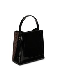 Kazar - Średniej wielkości torebka w monogramy KAZAR. Kolor: brązowy. Materiał: lakierowane, skórzane. Styl: elegancki #4