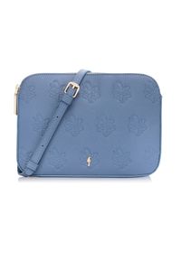 Ochnik - Niebieska torebka damska z tłoczeniem. Kolor: niebieski. Materiał: skórzane. Styl: klasyczny. Rodzaj torebki: na ramię #1