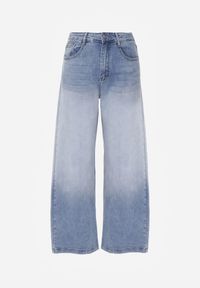 Renee - Niebieskie Jeansy Szerokie z Wytarciami High Waist Calale. Stan: podwyższony. Kolor: niebieski. Styl: elegancki #8