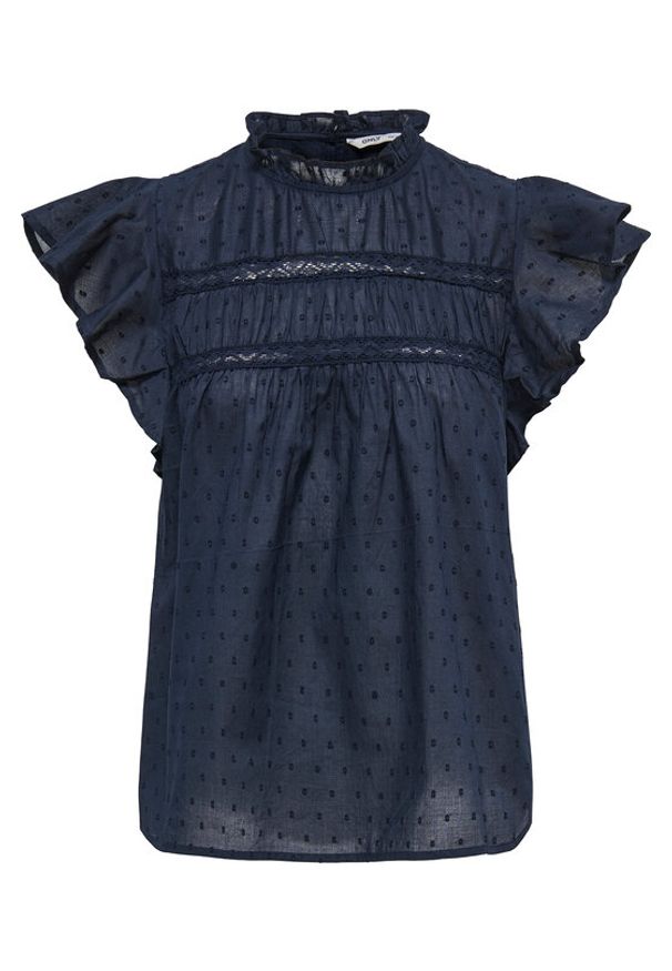 only - ONLY Bluzka Katti 15337637 Granatowy Regular Fit. Kolor: niebieski. Materiał: bawełna
