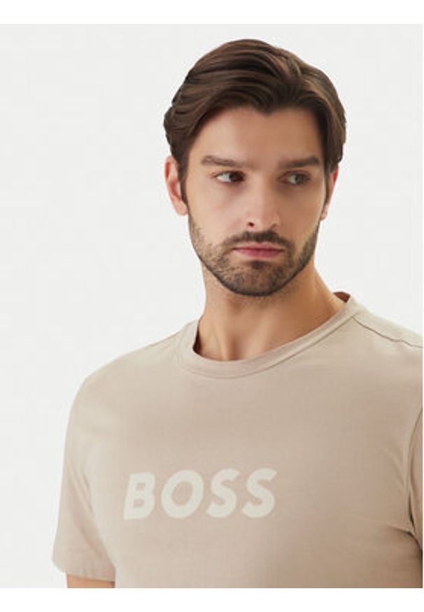 BOSS T-Shirt 50491706 Beżowy Regular Fit. Kolor: beżowy. Materiał: bawełna