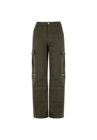 Urban Classics - Spodnie Damskie Utility Twill Stretch Loose Cargo Trousers. Kolor: brązowy, zielony, wielokolorowy