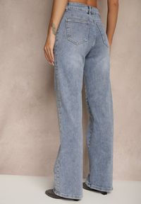 Renee - Jasnoniebieskie Jeansy High Waist o Szerokim Kroju Ulanira. Okazja: na co dzień. Stan: podwyższony. Kolor: niebieski. Styl: elegancki, casual #5