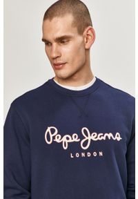 Pepe Jeans - Bluza bawełniana George. Okazja: na co dzień. Typ kołnierza: bez kaptura. Kolor: niebieski. Materiał: bawełna. Wzór: nadruk. Styl: casual #4