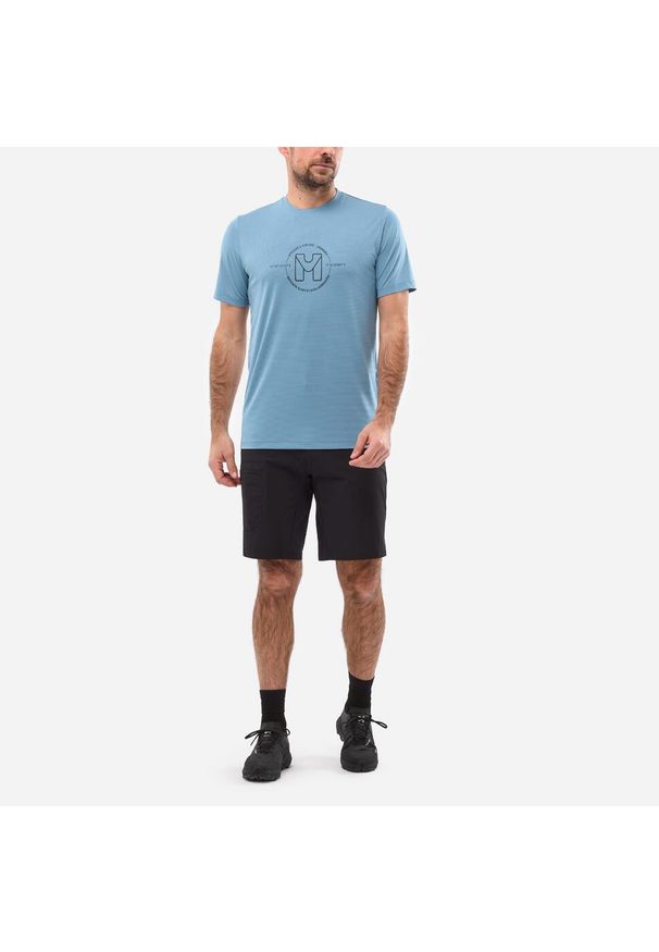 Koszulka męska z krótkim rękawem Millet Ubic Light Ts Ss M active fit. Kolor: niebieski. Materiał: tkanina, mesh. Długość rękawa: krótki rękaw. Długość: krótkie. Wzór: nadruk. Sport: turystyka piesza