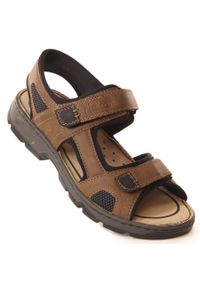 Komfortowe sandały męskie na rzepy brązowe Rieker 26156-25. Zapięcie: rzepy. Kolor: brązowy #3