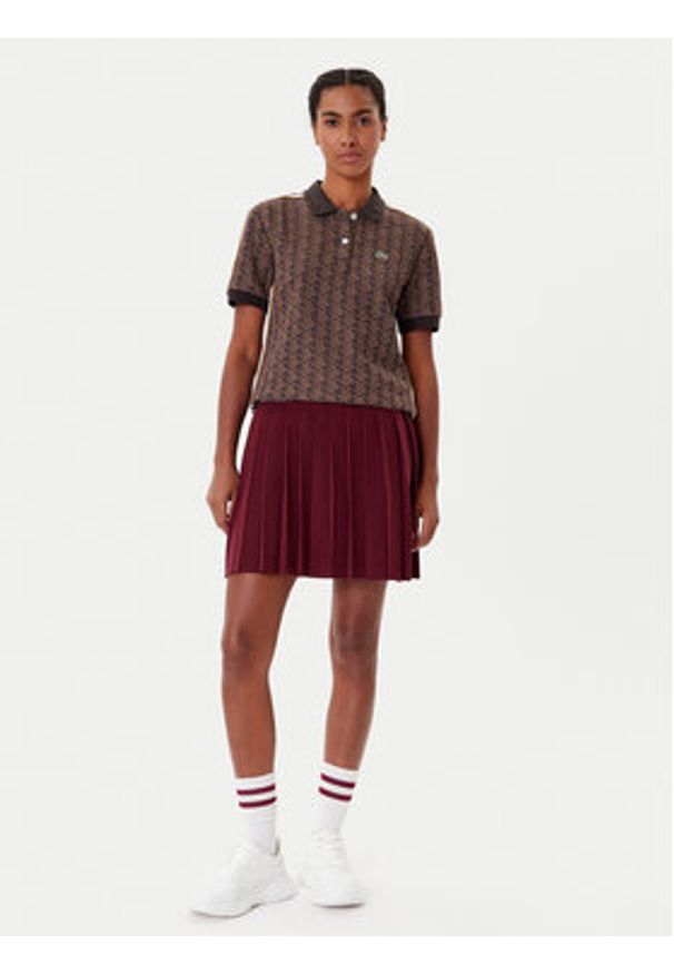Lacoste Polo DF3364 Brązowy Slim Fit. Typ kołnierza: polo. Kolor: brązowy. Materiał: syntetyk
