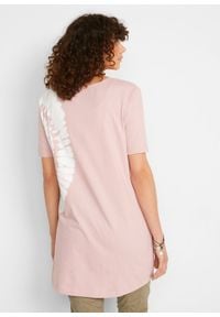 Shirt oversize w batikowy wzór, bawełna organiczna bonprix dymny jasnoróżowy - biały. Kolor: fioletowy. Materiał: bawełna #3