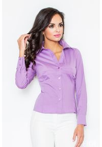 Figl - Fioletowa Klasyczna Koszula z Długim Rękawem. Kolor: fioletowy. Materiał: nylon, lycra, bawełna. Długość rękawa: długi rękaw. Długość: długie. Styl: klasyczny #1