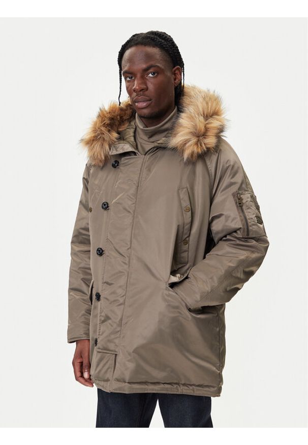 Hugo - HUGO Parka Makaro2541 50546236 Beżowy Regular Fit. Kolor: beżowy. Materiał: syntetyk