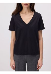 Reserved - T-shirt regular z merceryzowanej bawełny - czarny. Kolor: czarny. Materiał: bawełna #1