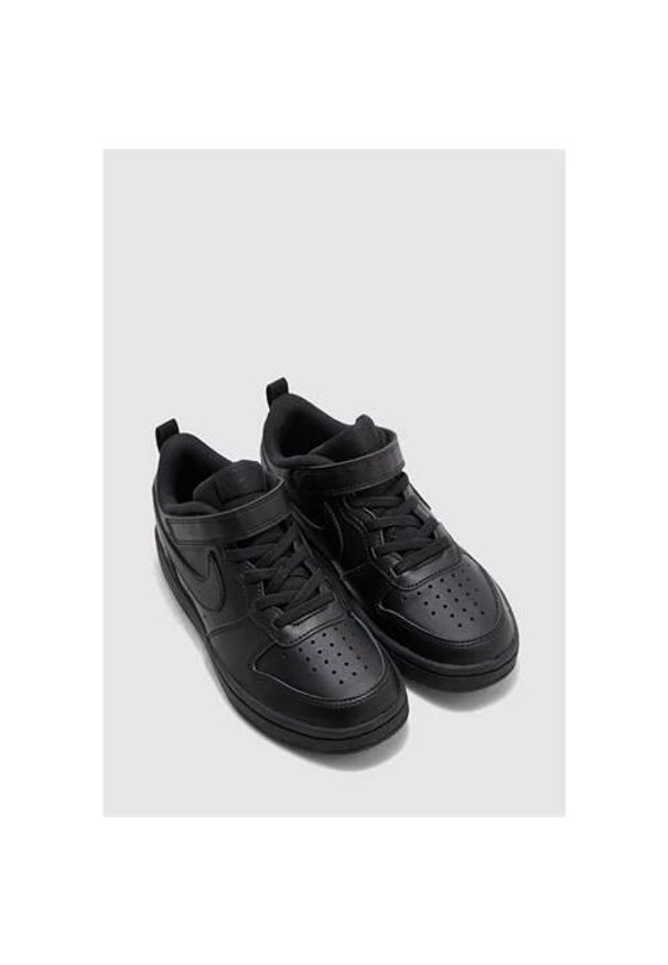 Buty do chodzenia dla dzieci Nike Court Borough Low 2 Psv. Zapięcie: sznurówki. Kolor: czarny. Materiał: tkanina, materiał, skóra, syntetyk. Szerokość cholewki: normalna. Model: Nike Court. Sport: turystyka piesza