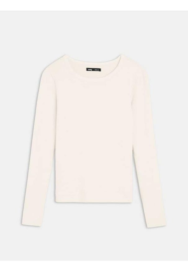Sinsay - Koszulka z długimi rękawami - kremowy. Kolor: kremowy. Długość rękawa: długi rękaw. Długość: długie